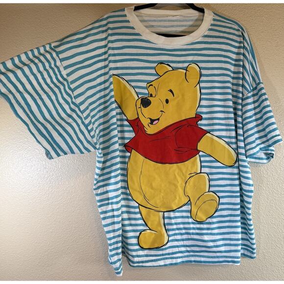 Vintage Winnie The Pooh Plus 1X/2X Disney Striped T Shirt Womens Made In USA Tee - Picture 1 of 7